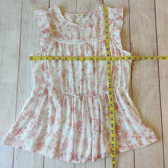 Parallel Skies floral ruffle sleeveless top sz S - Picture 6 of 7